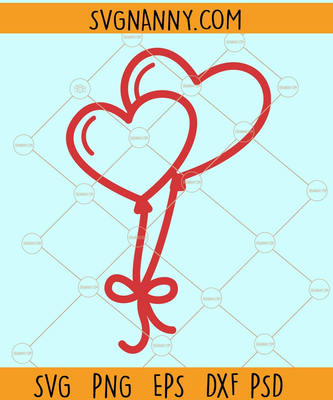 2 Heart balloons svg