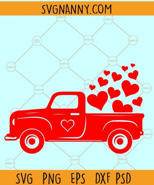 Valentines Red Truck SVG