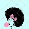 Afro woman with bubble gum svg