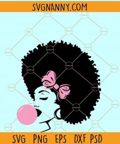 Afro woman with bubble gum svg