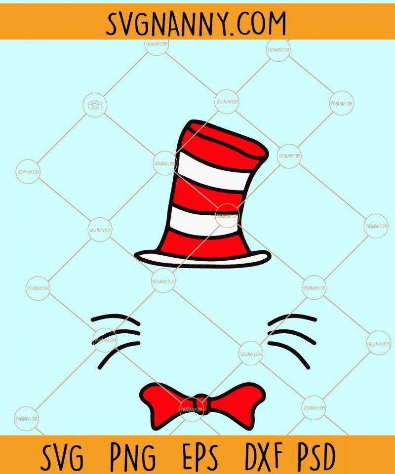 The Original Dr. Seuss Hat SVG, Dr Seuss Face SVG, Cat In The Hat Svg