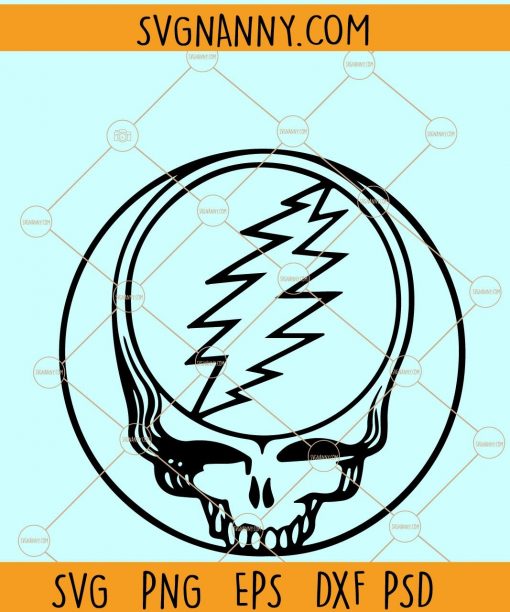 Grateful Dead Stealie Outline with Bolt svg