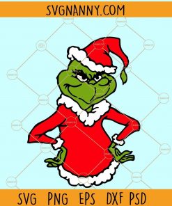 Grinch with Santa hat SVG