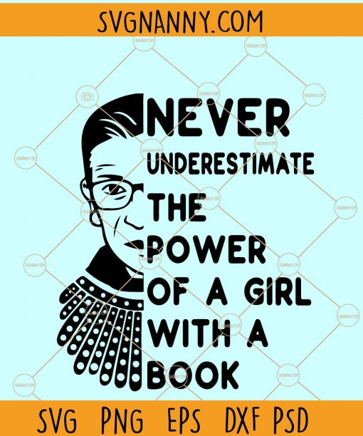 Never Underestimate the Power Of A Girl With A Book Svg