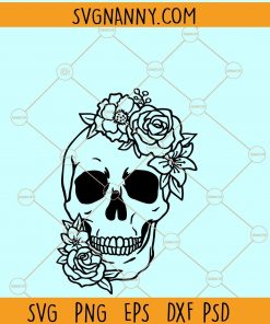 Floral sugar skull svg