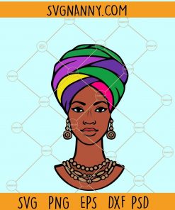 Black woman SVG, African woman with turban svg