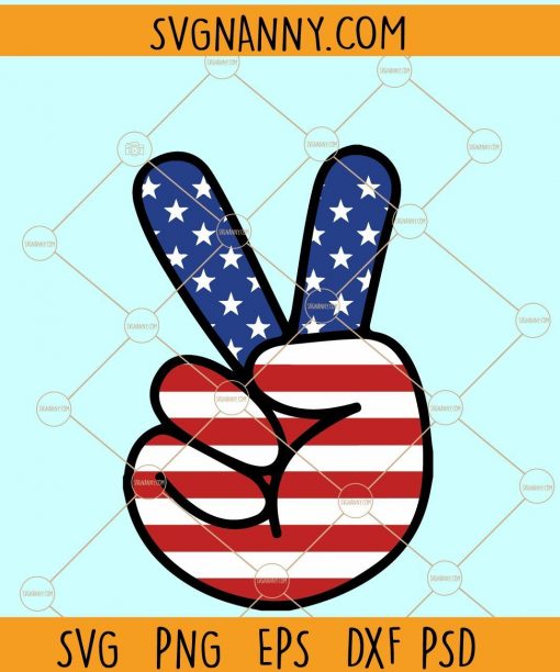 Peace sign with America flag svg