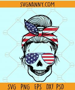 American Skull Mom Svg