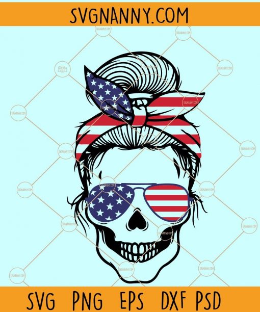 American Skull Mom Svg