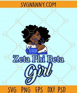 Cute Afro Girl Zeta Phi Beta Sorority svg