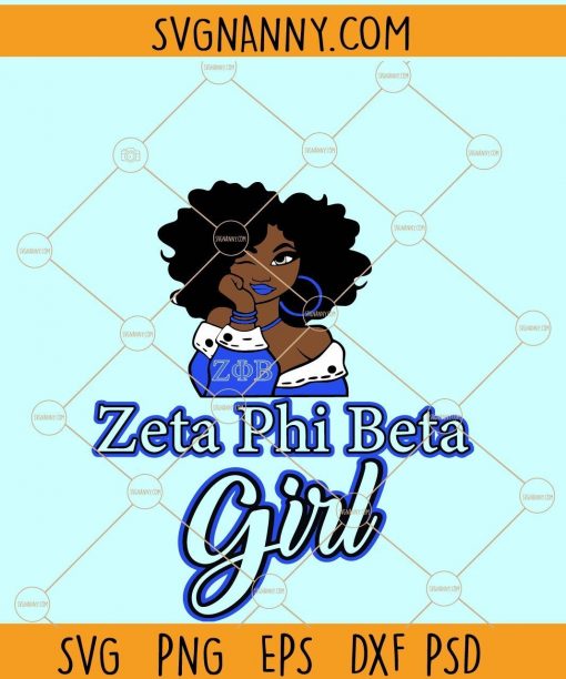 Cute Afro Girl Zeta Phi Beta Sorority svg