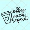 Coffee teach repeat svg