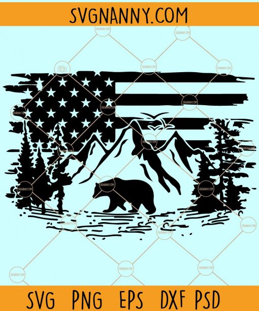 Bear and mountain Flag svg