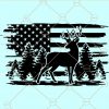 Distressed deer hunting flag svg