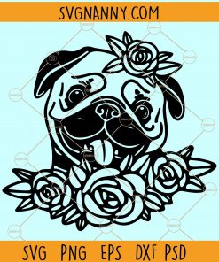 Floral pug svg