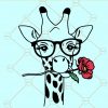 Giraffe with flower svg