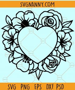 Heart shape flower frame svg