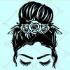 Messy bun floral svg