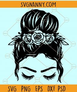 Messy bun floral svg