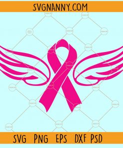 Cancer Ribbon angel Wings svg