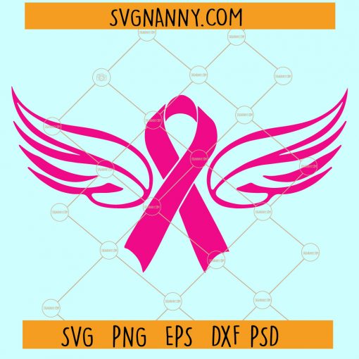 Cancer Ribbon angel Wings svg