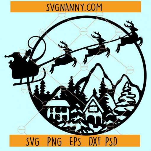 Christmas scene with Santa SVG