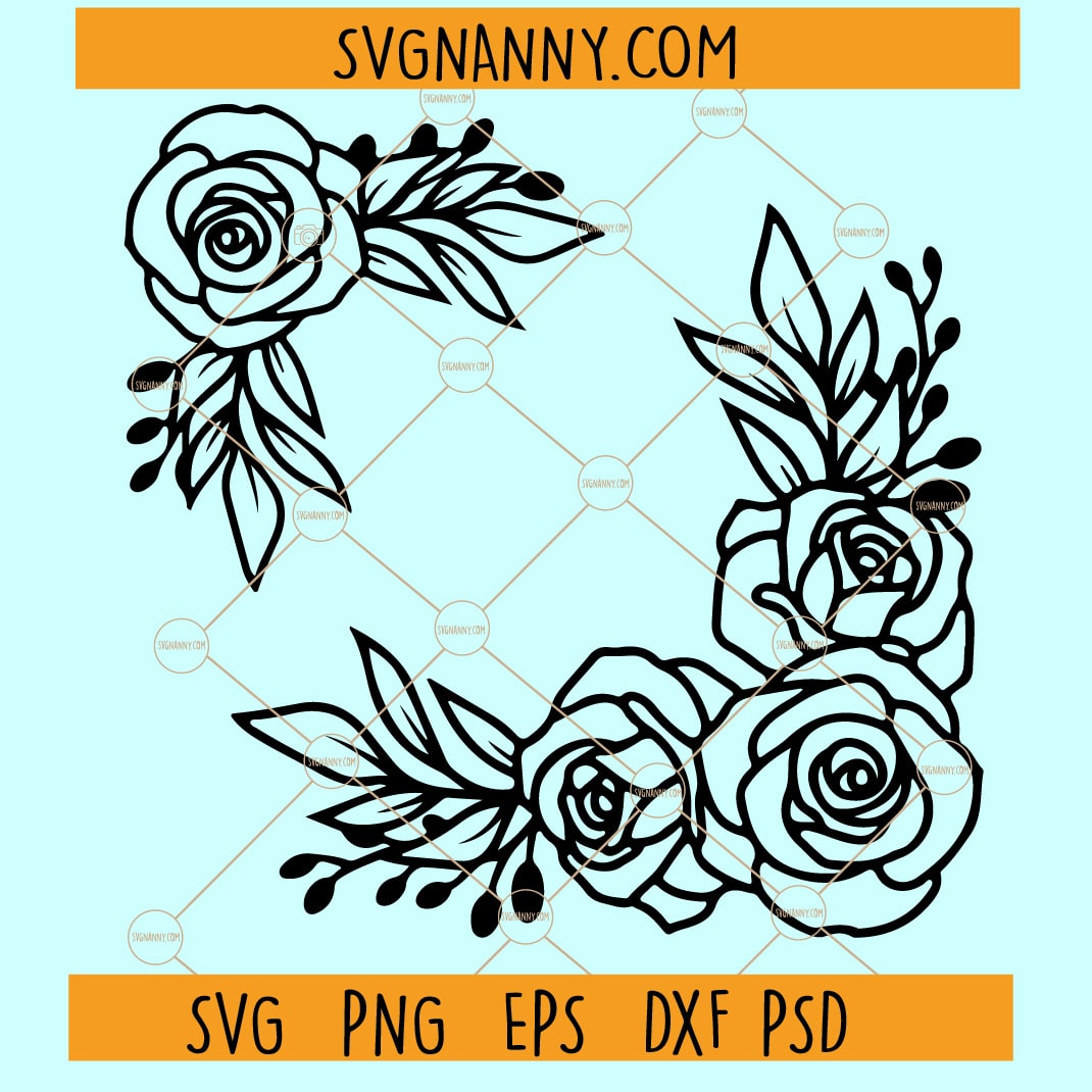 Rose, Flower Circle Monogram Frames - SVG, DXF, EPS and PNG - Cutting Files  By ESI Designs