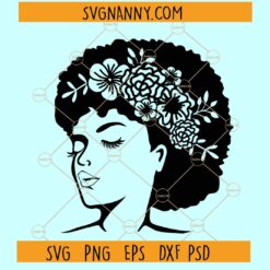 Afro woman with flowers SVG