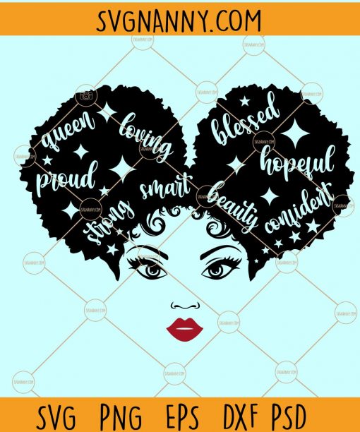 Afro puff queen SVG, Afro queen SVG, black woman red lips SVG, African American svg, afro Puff woman SVG, Afro Puff svg