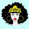 Afro queen with crown SVG, Afro woman with crown SVG, Afro woman svg, Black woman SVG, afro diva svg, Black Girl Magic svg, Afro queen SVG, Black girl svg, Afro Puffs svg, Girl power svg, Melanin svg, Natural hair svg file