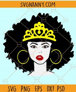 Afro queen with crown SVG, Afro woman with crown SVG, Afro woman svg, Black woman SVG, afro diva svg, Black Girl Magic svg, Afro queen SVG, Black girl svg, Afro Puffs svg, Girl power svg, Melanin svg, Natural hair svg file