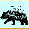 Bear and forest SVG, Bear Mountain Svg, Forest bear Svg, bear pine trees svg, Bear Forest Svg