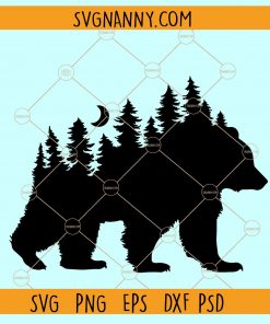 Bear and mountain SVG, Bear Mountain and Trees svg, Bear svg files, Mama Bear svg