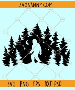 Bigfoot SVG File, Bigfoot Mountain Forest Scene SVG, Sasquatch SVG, Yeti Svg, Bigfoot Silhouette