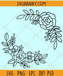 Flower Monogram Svg, Floral Monogram Svg, Floral Border SVG, Split Floral Frame SVG, floral frame svg, Wedding Border svg, Frame svg, Floral Wreath svg file