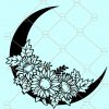 Floral moon svg, sunflower moon SVG, Moon Flowers SVG, Moon Floral SVG, Crescent Moon svg, Celestial Moon svg, Crescent moon svg, Celestial flower moon svg files