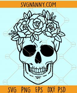 Floral skull SVG, flower skull SVG, skull with flowers svg, Skull SVG file, Halloween skull SVg file, floral skeleton SVG, Day of the dead SVG, Skull shirt SVG files