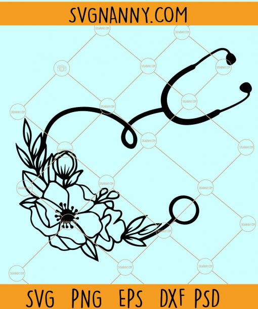 Floral stethoscope SVG file