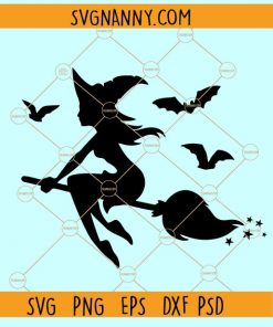 Flying witch SVG, wich with broom SVG, Witch Moon SVG, Halloween Svg, Witch Svg