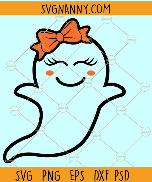 Ghost with bow SVG, girl Halloween SVG, Cute Ghosts Svg, Halloween Svg, Girl Ghost Svg, Little Ghost with Bow Svg, Baby Halloween svg, Halloween svg files