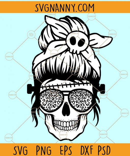 Halloween Mom Skull SVG, Messy bun mom Halloween SVG, Mom of Monsters Skull Svg, Halloween Svg file, momster svg file, skull Halloween svg files