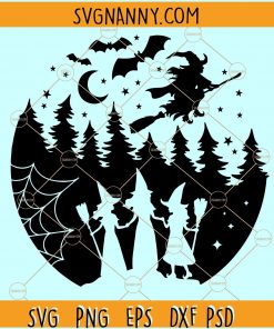 Halloween witches SVG, Witches silhouette svg, Halloween village svg, Halloween svg file, Three witches svg, Halloween witches SVG file