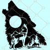 Howling wolf SVG file, Wolf and the moon SVG, wolf silhouette svg, wolf face svg, Wolf svg, Mountain Wolf svg, Wolf Pack svg, Wolf Shirt svg file