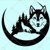 Howling wolf SVG file, Wolf and the moon SVG, celestial wolf svg, wolf and the mountains SVG, tribal wolf svg, wolf silhouette svg, wolf face svg, Wolf svg, Mountain Wolf svg, wolf logo svgfiles