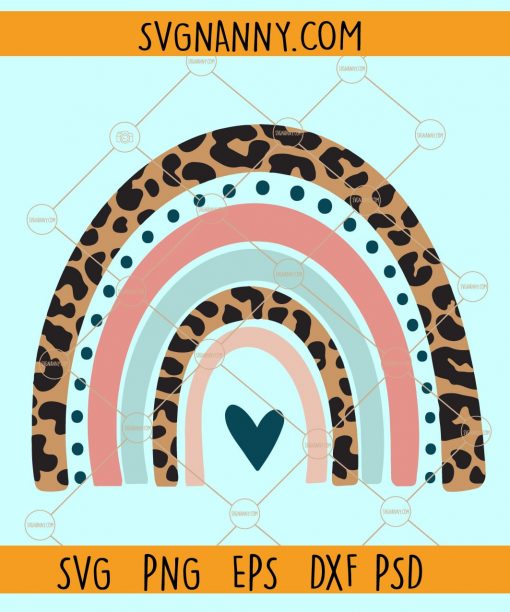 Leopard Rainbow SVG, Boho rainbow svg, Rainbow with Leopard Print svg, leopard print rainbow svg