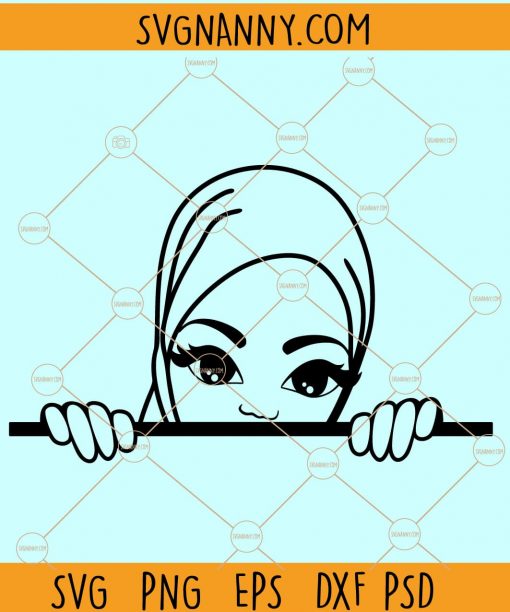 Peek a boo Muslim svg, Peek a boo Muslim woman svg Peeking Muslim girl SVG, Peeking Girl svg, Muslim Woman svg, Black Girl svg, Hijab svg file