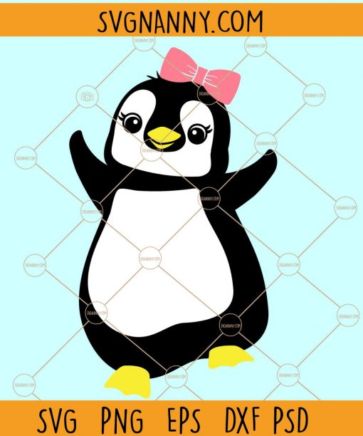 Penguin with Bow SVG, girl penguin SVG, Penguin SVG file, cute penguin SVG, kids shirt svg file