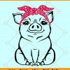 Pig Bandana Svg, Pig with Bandana Svg, cute pig svg, farmhouse svg, girl shirt svg