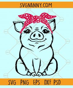 Pig Bandana Svg, Pig with Bandana Svg, cute pig svg, farmhouse svg, girl shirt svg