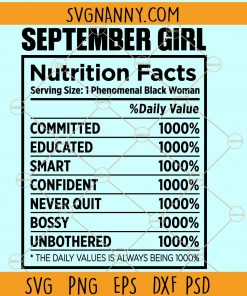 September Girl Nutrition Facts svg, September birthday SVG, Nutrition Facts svg, Gift for September Girl svg, Virgo cut file